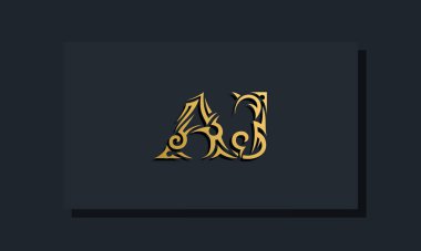 Luxury initial letters AJ logo design. It will be use for Restaurant, Royalty, Boutique, Hotel, Heraldic, Jewelry, Fashion and other vector illustration