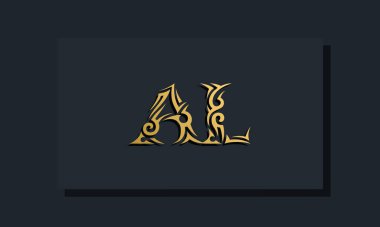Luxury initial letters AL logo design. It will be use for Restaurant, Royalty, Boutique, Hotel, Heraldic, Jewelry, Fashion and other vector illustration