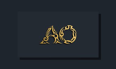 Luxury initial letters AO logo design. It will be use for Restaurant, Royalty, Boutique, Hotel, Heraldic, Jewelry, Fashion and other vector illustration