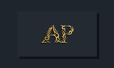 Luxury initial letters AP logo design. It will be use for Restaurant, Royalty, Boutique, Hotel, Heraldic, Jewelry, Fashion and other vector illustration