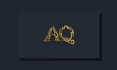 Luxury initial letters AQ logo design. It will be use for Restaurant, Royalty, Boutique, Hotel, Heraldic, Jewelry, Fashion and other vector illustration
