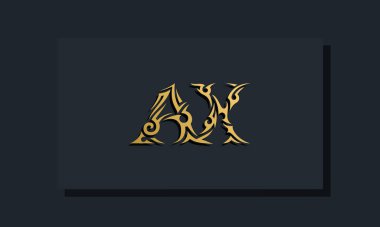 Luxury initial letters AX logo design. It will be use for Restaurant, Royalty, Boutique, Hotel, Heraldic, Jewelry, Fashion and other vector illustration