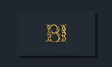 Luxury initial letters BI logo design. It will be use for Restaurant, Royalty, Boutique, Hotel, Heraldic, Jewelry, Fashion and other vector illustration