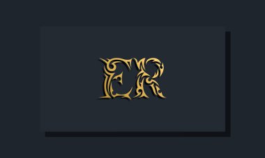 Luxury initial letters ER logo design. It will be use for Restaurant, Royalty, Boutique, Hotel, Heraldic, Jewelry, Fashion and other vector illustration