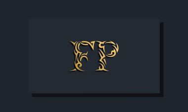 Luxury initial letters FP logo design. It will be use for Restaurant, Royalty, Boutique, Hotel, Heraldic, Jewelry, Fashion and other vector illustration