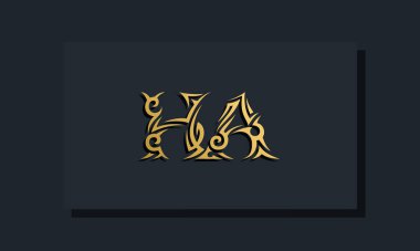 Luxury initial letters HA logo design. It will be use for Restaurant, Royalty, Boutique, Hotel, Heraldic, Jewelry, Fashion and other vector illustration