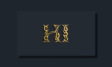 Luxury initial letters HI logo design. It will be use for Restaurant, Royalty, Boutique, Hotel, Heraldic, Jewelry, Fashion and other vector illustration