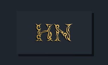 Lüks ilk harfler HN logo tasarımı. Restoran, Kraliyet, Butik, Otel, Heraldik, Mücevher, Moda ve diğer vektör illüstrasyonları için kullanılacak