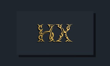 Lüks ilk harfler HX logo tasarımı. Restoran, Kraliyet, Butik, Otel, Heraldik, Mücevher, Moda ve diğer vektör illüstrasyonları için kullanılacak