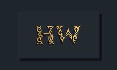 Lüks ilk harfler HW logo tasarımı. Restoran, Kraliyet, Butik, Otel, Heraldik, Mücevher, Moda ve diğer vektör illüstrasyonları için kullanılacak