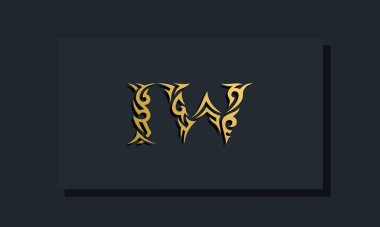 Lüks ilk harfler IW logo tasarımı. Restoran, Kraliyet, Butik, Otel, Heraldik, Mücevher, Moda ve diğer vektör illüstrasyonları için kullanılacak