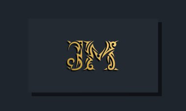 Lüks ilk harfler JM logo tasarımı. Restoran, Kraliyet, Butik, Otel, Heraldik, Mücevher, Moda ve diğer vektör illüstrasyonları için kullanılacak