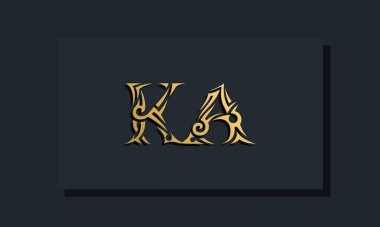 Lüks ilk harfler KA logo tasarımı. Restoran, Kraliyet, Butik, Otel, Heraldik, Mücevher, Moda ve diğer vektör illüstrasyonları için kullanılacak