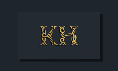 Lüks başlangıç harfleri KH logo tasarımı. Restoran, Kraliyet, Butik, Otel, Heraldik, Mücevher, Moda ve diğer vektör illüstrasyonları için kullanılacak