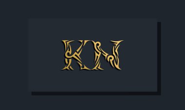 Lüks ilk harfler KN logo tasarımı. Restoran, Kraliyet, Butik, Otel, Heraldik, Mücevher, Moda ve diğer vektör illüstrasyonları için kullanılacak