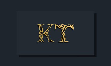 Lüks ilk harfler KT logo tasarımı. Restoran, Kraliyet, Butik, Otel, Heraldik, Mücevher, Moda ve diğer vektör illüstrasyonları için kullanılacak