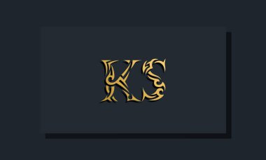 K.S. logo tasarımının ilk harfleri lüks. Restoran, Kraliyet, Butik, Otel, Heraldik, Mücevher, Moda ve diğer vektör illüstrasyonları için kullanılacak