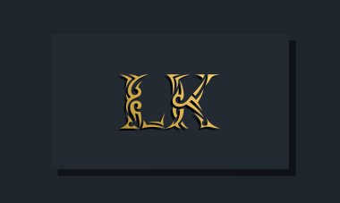 Lüks ilk harfler LK logo tasarımı. Restoran, Kraliyet, Butik, Otel, Heraldik, Mücevher, Moda ve diğer vektör illüstrasyonları için kullanılacak