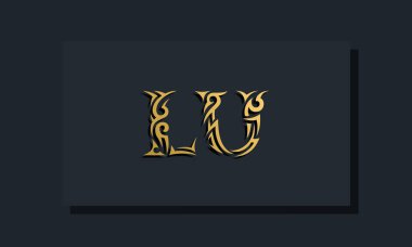 Lüks ilk harfler LU logo tasarımı. Restoran, Kraliyet, Butik, Otel, Heraldik, Mücevher, Moda ve diğer vektör illüstrasyonları için kullanılacak