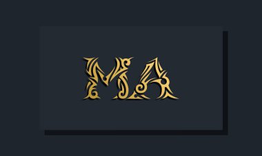 Lüks baş harfler MA logo tasarımı. Restoran, Kraliyet, Butik, Otel, Heraldik, Mücevher, Moda ve diğer vektör illüstrasyonları için kullanılacak