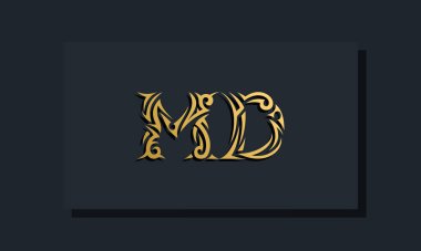 Lüks ilk harfler MD logo tasarımı. Restoran, Kraliyet, Butik, Otel, Heraldik, Mücevher, Moda ve diğer vektör illüstrasyonları için kullanılacak