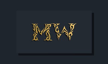 Lüks ilk harfler MW logo tasarımı. Restoran, Kraliyet, Butik, Otel, Heraldik, Mücevher, Moda ve diğer vektör illüstrasyonları için kullanılacak