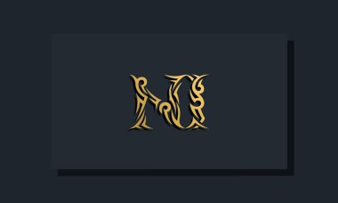 Lüks ilk harfler NI logo tasarımı. Restoran, Kraliyet, Butik, Otel, Heraldik, Mücevher, Moda ve diğer vektör illüstrasyonları için kullanılacak