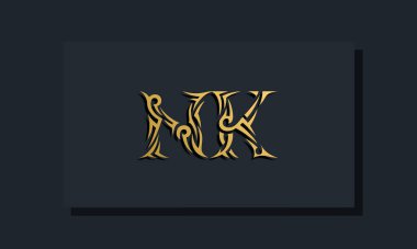 Lüks ilk harfler NK logo tasarımı. Restoran, Kraliyet, Butik, Otel, Heraldik, Mücevher, Moda ve diğer vektör illüstrasyonları için kullanılacak