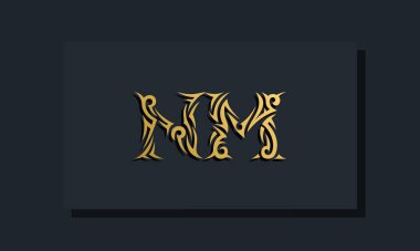 Lüks ilk harfler NM logo tasarımı. Restoran, Kraliyet, Butik, Otel, Heraldik, Mücevher, Moda ve diğer vektör illüstrasyonları için kullanılacak
