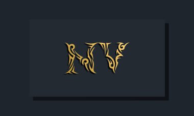 Lüks ilk harfler NV logo tasarımı. Restoran, Kraliyet, Butik, Otel, Heraldik, Mücevher, Moda ve diğer vektör illüstrasyonları için kullanılacak