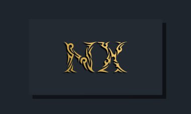 Lüks ilk harfler NX logo tasarımı. Restoran, Kraliyet, Butik, Otel, Heraldik, Mücevher, Moda ve diğer vektör illüstrasyonları için kullanılacak