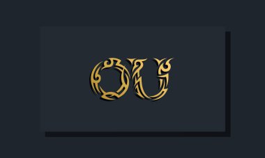 Lüks ilk harfler OU logo tasarımı. Restoran, Kraliyet, Butik, Otel, Heraldik, Mücevher, Moda ve diğer vektör illüstrasyonları için kullanılacak