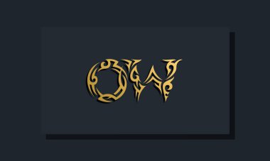 Lüks ilk harfler OW logo tasarımı. Restoran, Kraliyet, Butik, Otel, Heraldik, Mücevher, Moda ve diğer vektör illüstrasyonları için kullanılacak