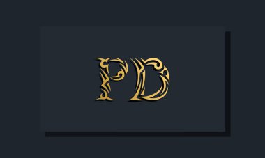 Lüks baş harfler PD logo tasarımı. Restoran, Kraliyet, Butik, Otel, Heraldik, Mücevher, Moda ve diğer vektör illüstrasyonları için kullanılacak