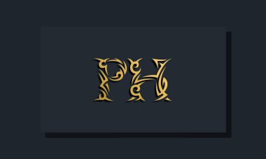 Lüks ilk harfler PH logo tasarımı. Restoran, Kraliyet, Butik, Otel, Heraldik, Mücevher, Moda ve diğer vektör illüstrasyonları için kullanılacak