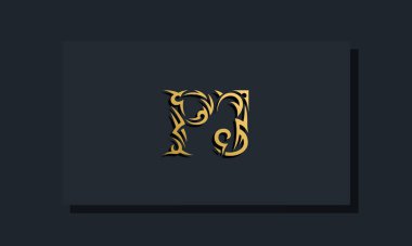 Lüks ilk harfler PJ logo tasarımı. Restoran, Kraliyet, Butik, Otel, Heraldik, Mücevher, Moda ve diğer vektör illüstrasyonları için kullanılacak