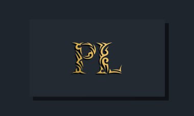 Lüks ilk harfler PL logo tasarımı. Restoran, Kraliyet, Butik, Otel, Heraldik, Mücevher, Moda ve diğer vektör illüstrasyonları için kullanılacak