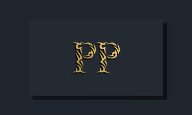 Lüks ilk harfler PP logo tasarımı. Restoran, Kraliyet, Butik, Otel, Heraldik, Mücevher, Moda ve diğer vektör illüstrasyonları için kullanılacak