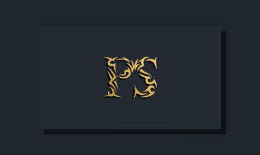 Lüks başlangıç harfleri PS logo tasarımı. Restoran, Kraliyet, Butik, Otel, Heraldik, Mücevher, Moda ve diğer vektör illüstrasyonları için kullanılacak