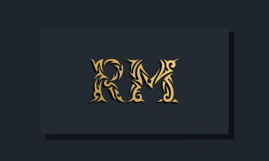 Lüks ilk harfler RM logo tasarımı. Restoran, Kraliyet, Butik, Otel, Heraldik, Mücevher, Moda ve diğer vektör illüstrasyonları için kullanılacak