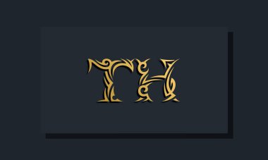 Lüks ilk harfler TH logo tasarımı. Restoran, Kraliyet, Butik, Otel, Heraldik, Mücevher, Moda ve diğer vektör illüstrasyonları için kullanılacak