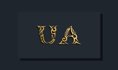 Lüks ilk harfler UA logo tasarımı. Restoran, Kraliyet, Butik, Otel, Heraldik, Mücevher, Moda ve diğer vektör illüstrasyonları için kullanılacak