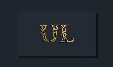 Lüks ilk harfler UL logo tasarımı. Restoran, Kraliyet, Butik, Otel, Heraldik, Mücevher, Moda ve diğer vektör illüstrasyonları için kullanılacak