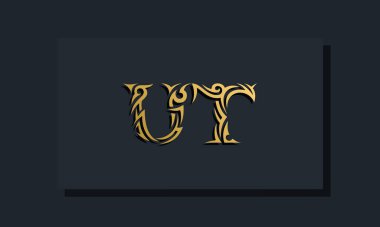 Lüks ilk harfler UT logo tasarımı. Restoran, Kraliyet, Butik, Otel, Heraldik, Mücevher, Moda ve diğer vektör illüstrasyonları için kullanılacak