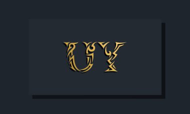 Lüks harfler UY logo tasarımı. Restoran, Kraliyet, Butik, Otel, Heraldik, Mücevher, Moda ve diğer vektör illüstrasyonları için kullanılacak