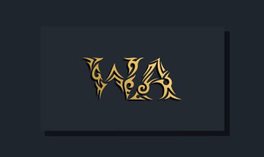 Lüks ilk harfler WA logo tasarımı. Restoran, Kraliyet, Butik, Otel, Heraldik, Mücevher, Moda ve diğer vektör illüstrasyonları için kullanılacak