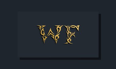 Lüks ilk harfler WF logo tasarımı. Restoran, Kraliyet, Butik, Otel, Heraldik, Mücevher, Moda ve diğer vektör illüstrasyonları için kullanılacak