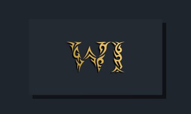 Lüks ilk harfler WI logo tasarımı. Restoran, Kraliyet, Butik, Otel, Heraldik, Mücevher, Moda ve diğer vektör illüstrasyonları için kullanılacak