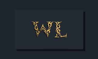 Lüks ilk harfler WL logo tasarımı. Restoran, Kraliyet, Butik, Otel, Heraldik, Mücevher, Moda ve diğer vektör illüstrasyonları için kullanılacak
