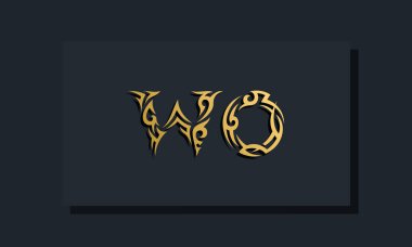 Lüks ilk harfler WO logo tasarımı. Restoran, Kraliyet, Butik, Otel, Heraldik, Mücevher, Moda ve diğer vektör illüstrasyonları için kullanılacak